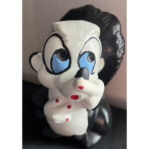 Vintage Black & White Hand Painted 5.5”x4.5” Adorable Skunk Ceramic Figurine